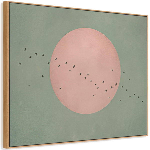 Japandi Framed Canvas - Sage Green Pink - Frame Included