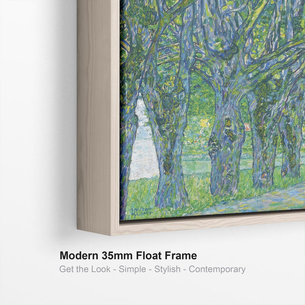 Living Room Lounge Framed Artwork Print on Canvas Green Gustav Klimt Schloss Klammer