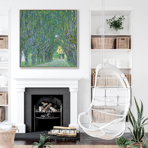 Living Room Lounge Framed Artwork Print on Canvas Green Gustav Klimt Schloss Klammer