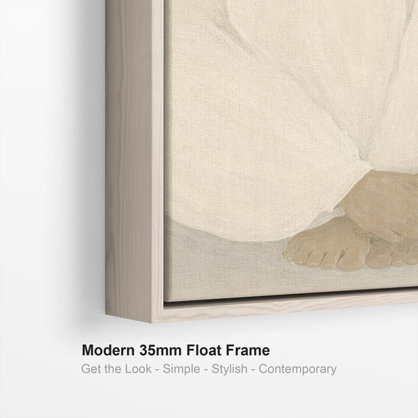 Pair of Framed Bedroom Art - Serene Silence - Neutral Beige - Set of 2