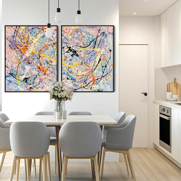Colourful Abstract Art Splash - Kitchen Canvas Pictures Framed