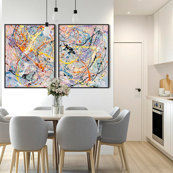Colourful Abstract Art Splash - Kitchen Canvas Pictures Framed