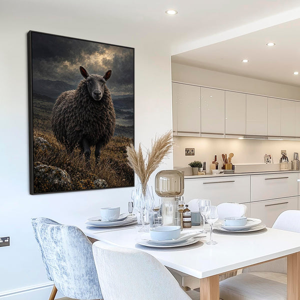 Black Sheep Framed Canvas Art - Dark Moody Print - The Outsider