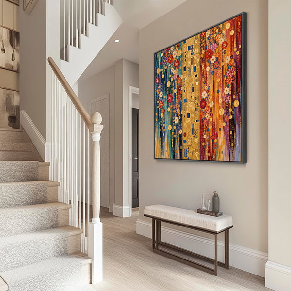 Colourful Unique Gustav Klimt inspired Framed Canvas Wall Art
