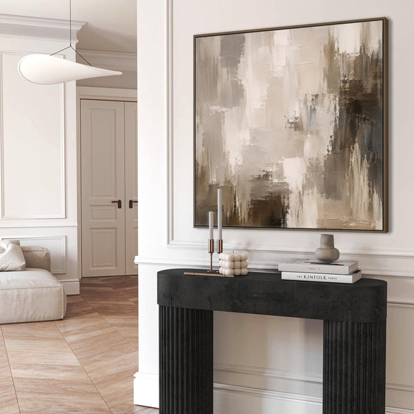 Dark Brown Cream Framed Art Print | Espresso Abstract Canvas