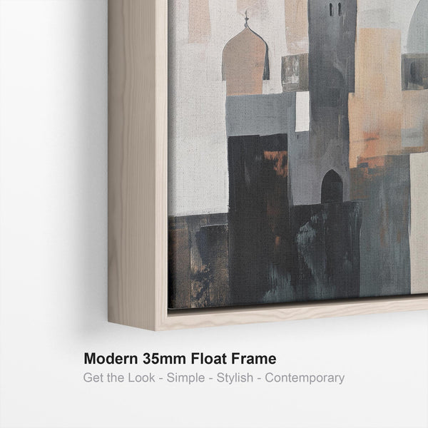 Large Modern Islamic Wall Art - Abstract Mosque Neutral Grey