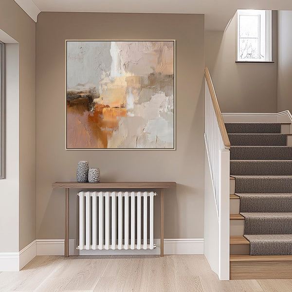 Blush Pink Neutral Framed Artwork on Canvas Harmony Wish