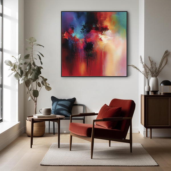 Unique Unusual Abstract Framed Wall Art Multi-Coloured Radiance