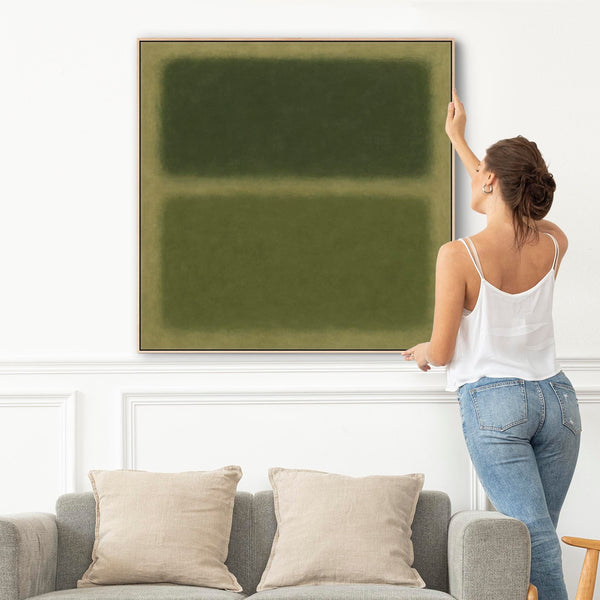 Sage Green Canvas Artwork Framed Rothko Style - Abstract Garden