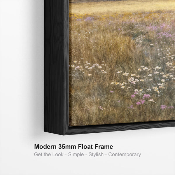 Scottish Highland Landscape Framed Canvas Art - Heather Meadow