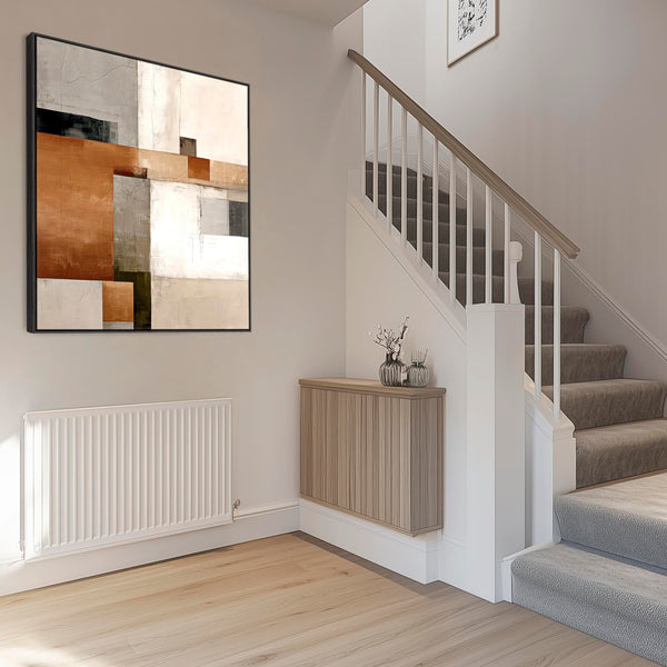 Orange Grey Framed Wall Art Canvas Terracotta Harmony