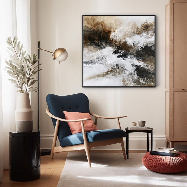 Brown White Abstract Framed Wall Art - Umber Solace