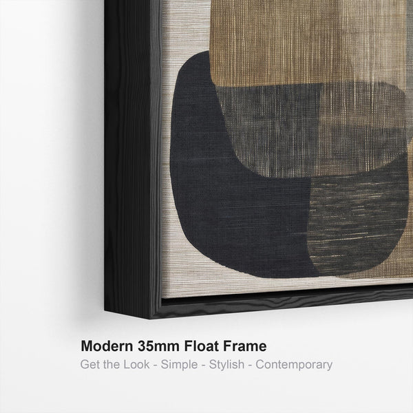 Beige Black Japandi Framed Wall Art Wabi Sabi - Linen Stillness