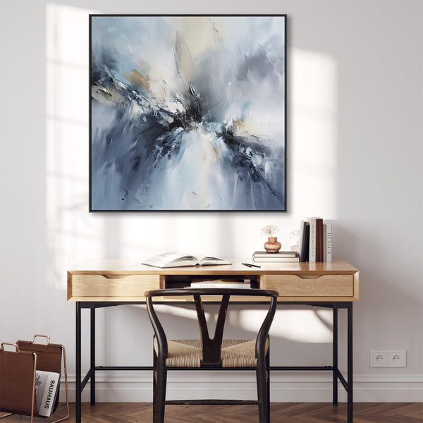 Blue White Abstract Framed Canvas XL - Skyfall