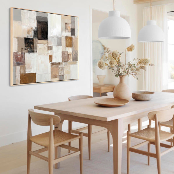 Large Dining Room Framed Artwork on Canvas - Stone Oak Earth