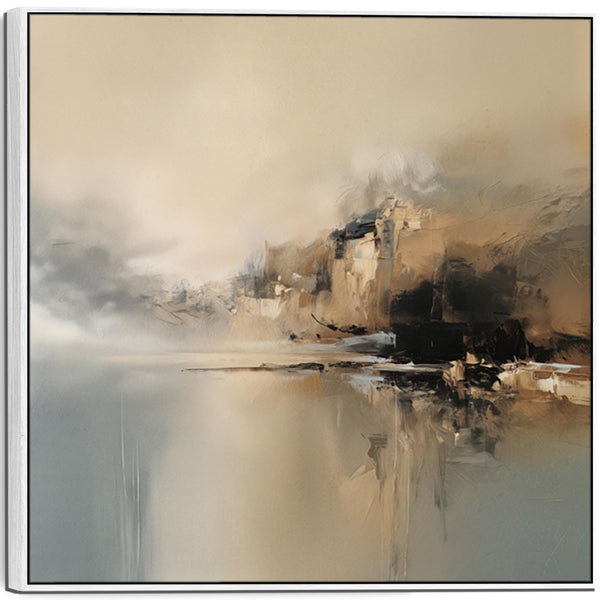 Square Teal Gold Aura Framed Canvas Wall Art Picture -
