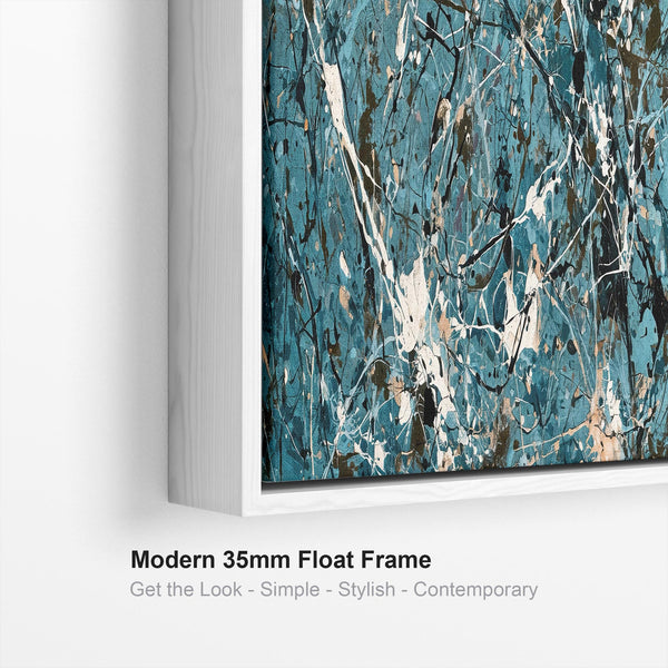 Wide Teal Blue Horizontal Framed Bedroom Canvas for Over Bed