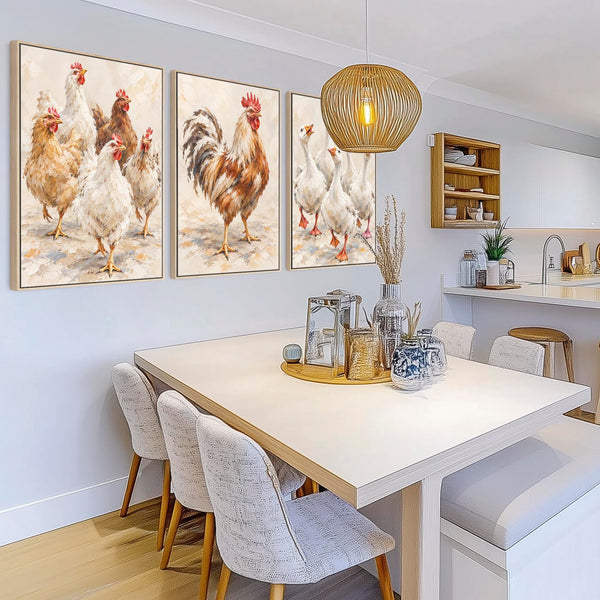 Set of 3 Framed Kitchen Wall Art Canvases - The Committee