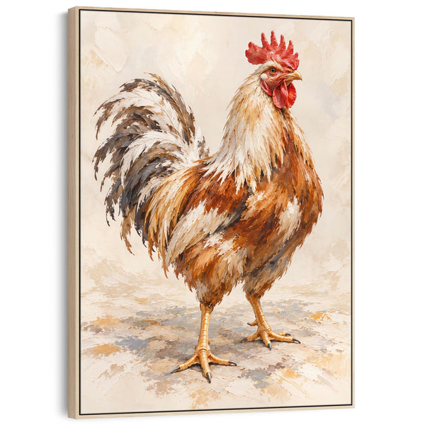 The Gaffer - Farmyard Cockerel - Framed Kitchen Wall Art Canvas