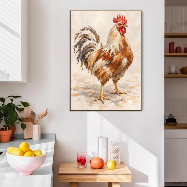 The Gaffer - Farmyard Cockerel - Framed Kitchen Wall Art Canvas