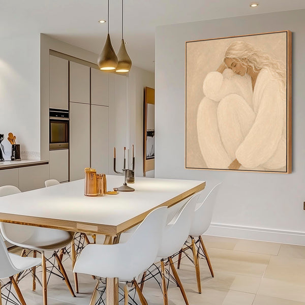 Framed Artwork for Bedroom - Thoughtful Elegance 1 - Neutral Beige