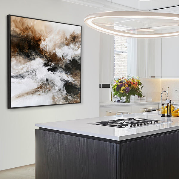 Brown White Abstract Framed Wall Art - Umber Solace