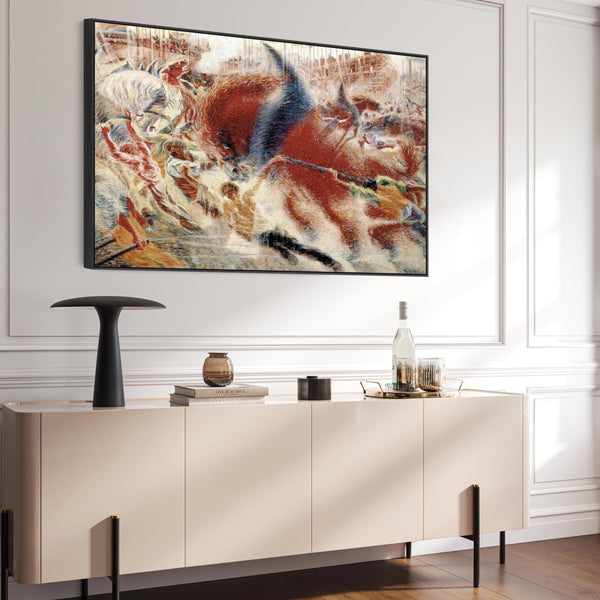 Umberto Boccioni Framed Artwork Print on Canvas The City Rises