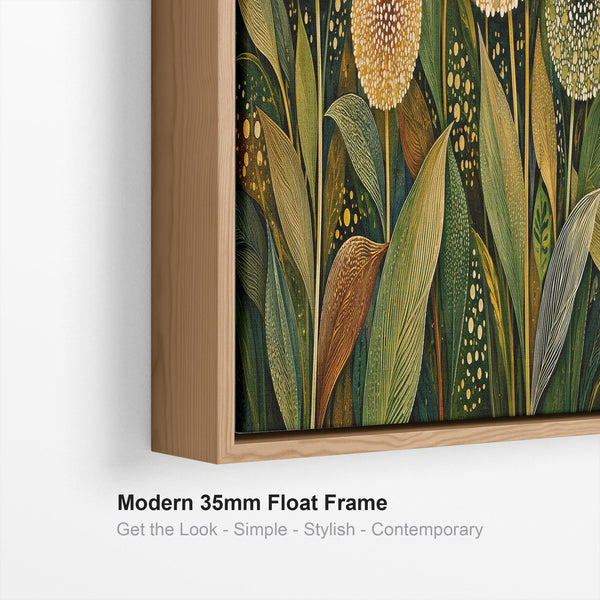 Wide Bedroom Framed Canvas - Green Cream Upright Art over Bed