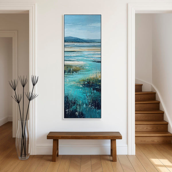 Tall Upright Scottish Coastal Framed Art on Canvas - Stillness