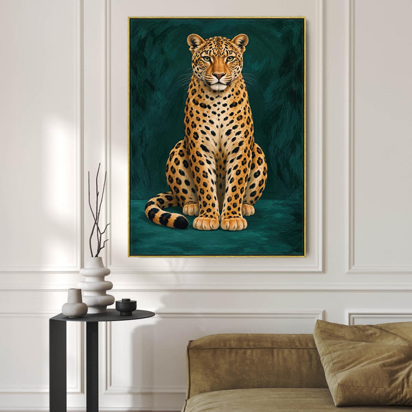 Vega - Gold & Teal Green Leopard - Maximalist Framed Wall Art
