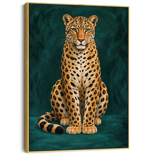 Vega - Gold & Teal Green Leopard - Maximalist Framed Wall Art