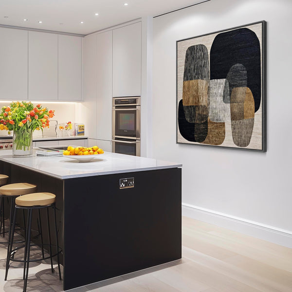 Beige Black Japandi Framed Wall Art Wabi Sabi - Linen Stillness