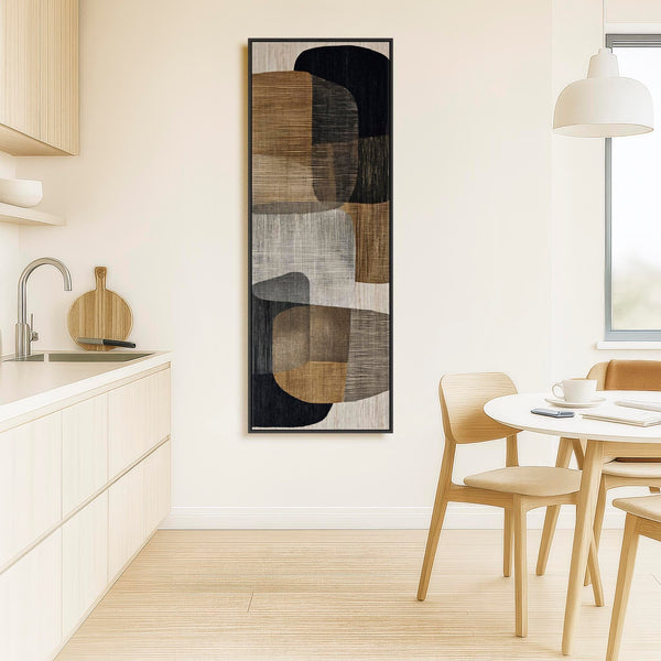 Tall Narrow Beige Brown Japandi Canvas Artwork Framed Wabi Sabi - Organic Blend