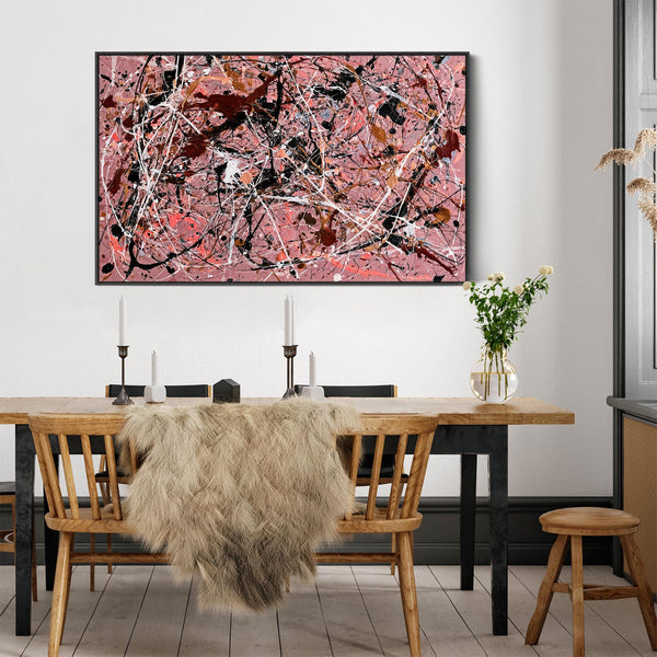 Dusty Rose Pink Framed Wall Art Canvas for Kitchen Dining Room