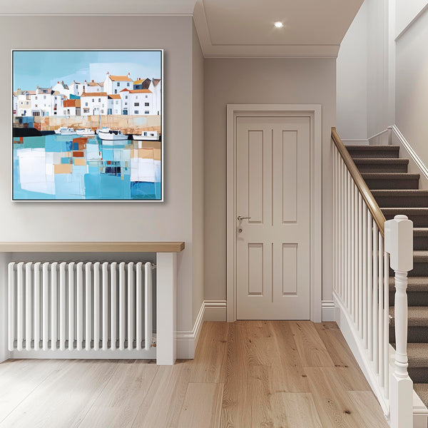 Blue White Canvas Prints Framed Cornish Seaside Memories 1