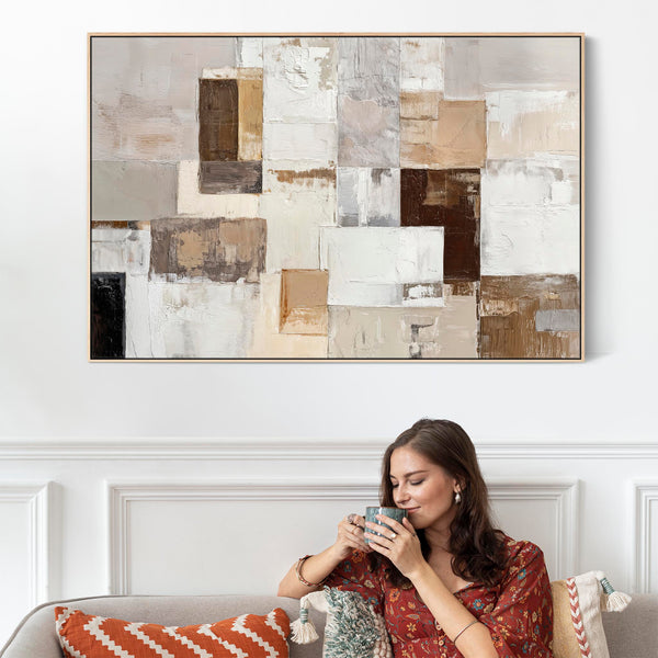 Hallway Framed Canvas Picture - Warm Neutral Entrance Artwork