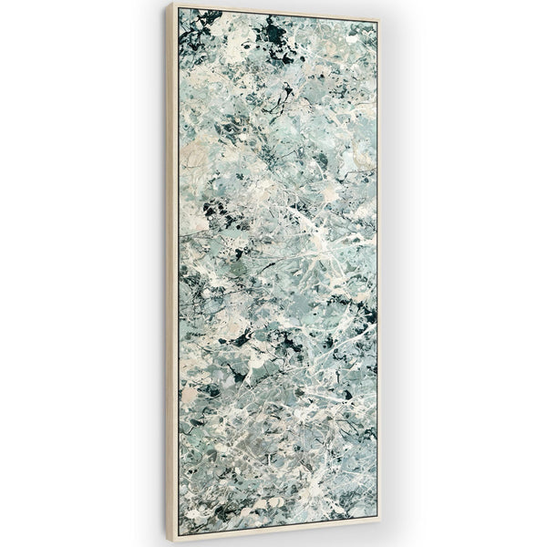 Tall Sage Green Vertical Canvas Art Jackson Pollock Inspired