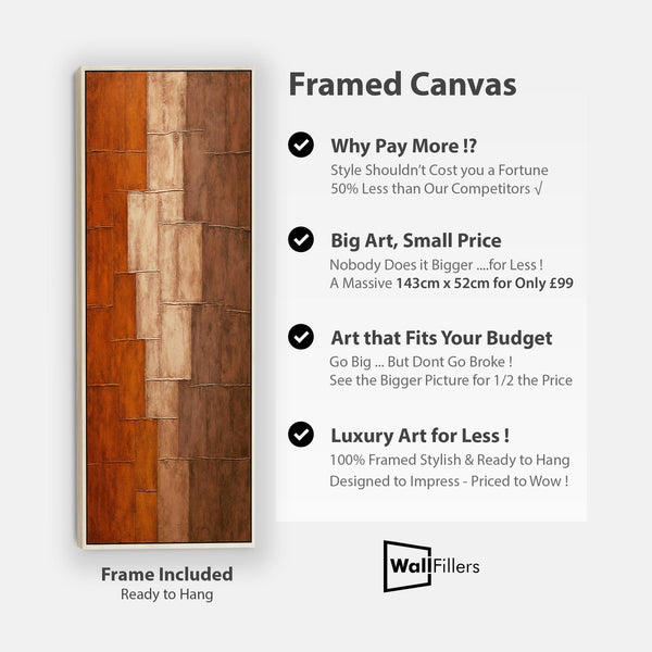 Earthy Orange Tall Vertical Wall Art - Upright Rusty Autumn