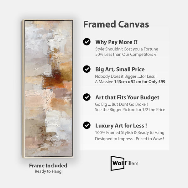 Blush Pink Neutral Tall Framed Upright Canvas Harmony Fades
