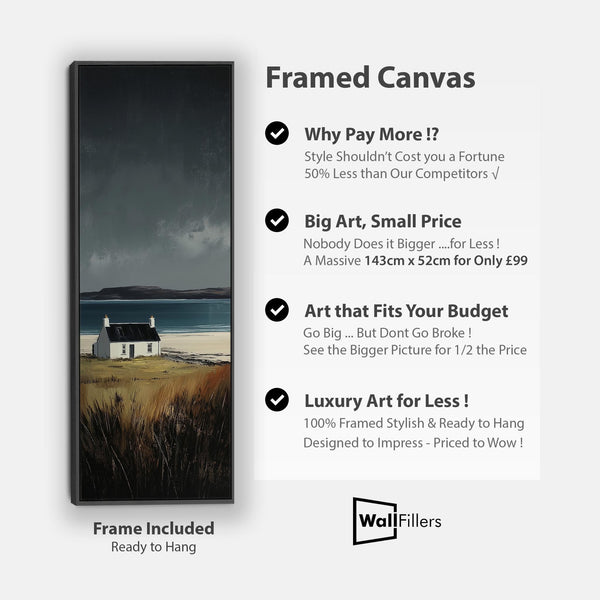 Tall Framed Scottish Print on Canvas Before the Storm