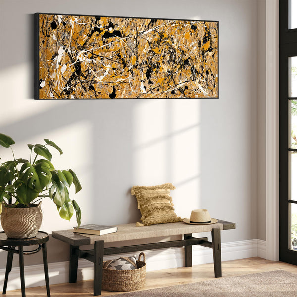 Wide Jackson Pollock Drip Style - Panoramic Framed Canvas Art