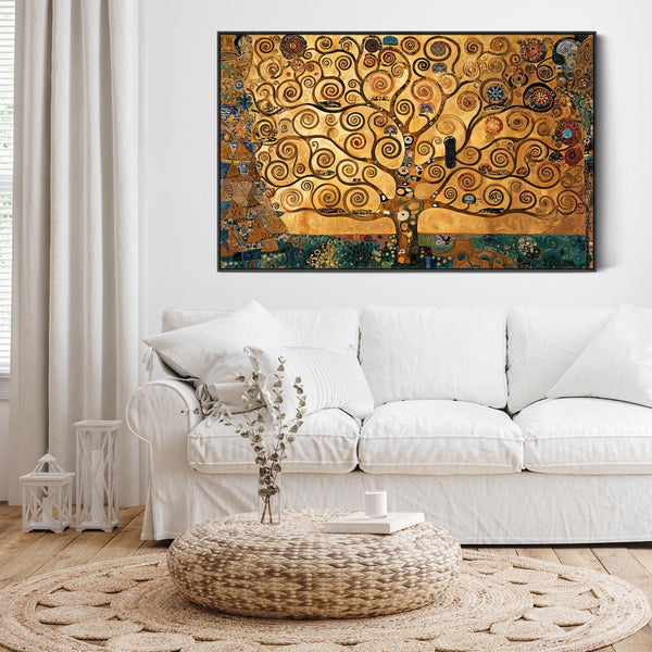 Large Gustav Klimt inspired Tree of Life Framed Canvas Wall Art
