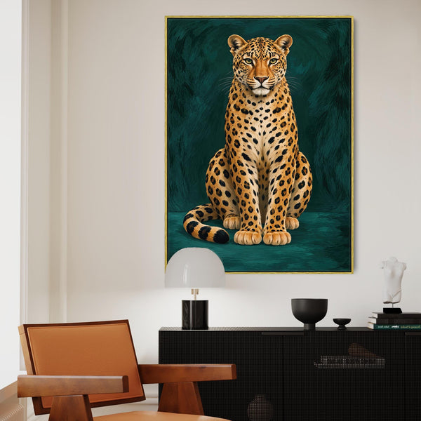 Vega - Gold & Teal Green Leopard - Maximalist Framed Wall Art