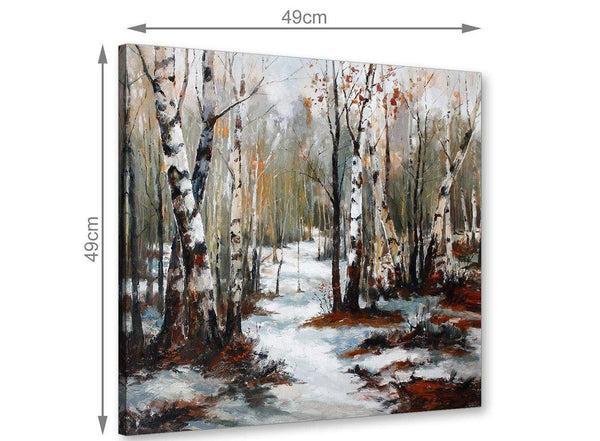 chic woodland winter trees forest scene landscape canvas modern 49cm square 1s295s for your dining room