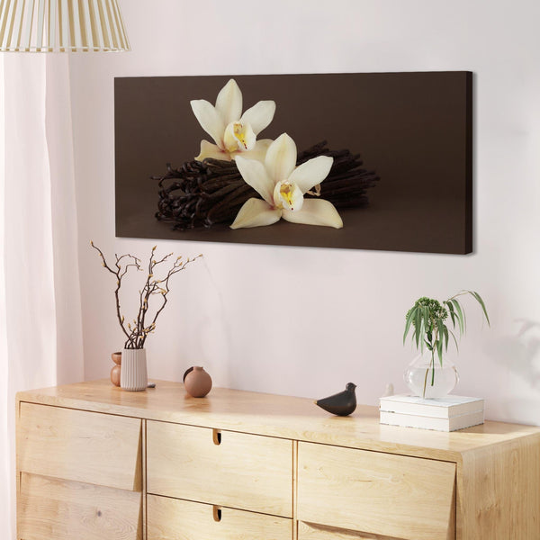 Brown and Cream Flower Floral Canvas