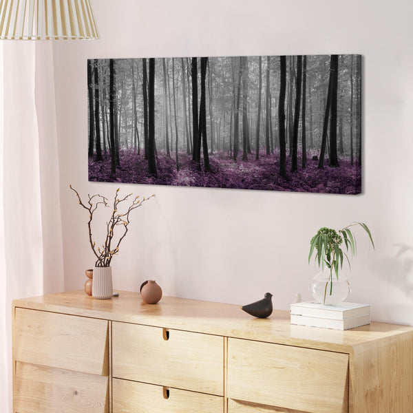 Modern Black Grey Plum Purple Forest Trees Landscape Canvas