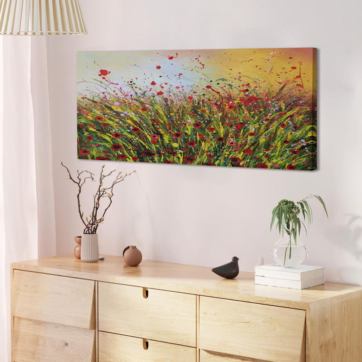 Modern Abstract Summertime Flowers Red Floral Canvas Prints - 1262