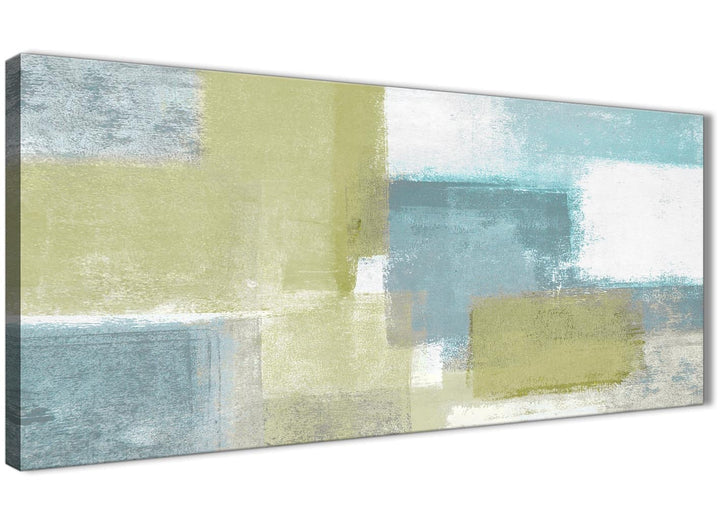 Oversized Lime Green Teal Abstract Painting Canvas Wall Art Print Modern 120cm Wide For Your Living Room-1365 - 3365