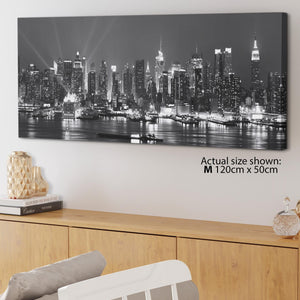 New York Skyline Canvas Wall Art - Cityscape - Black White and Grey