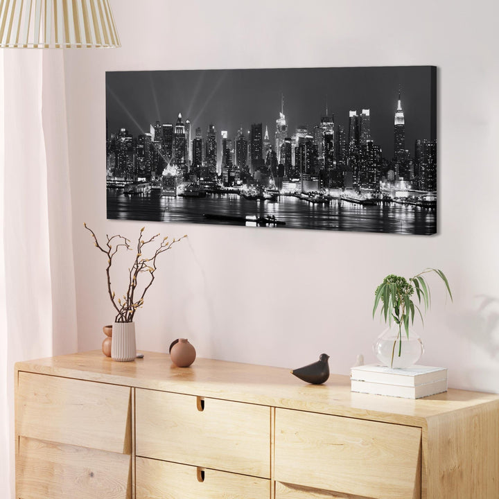 New York Skyline Canvas Wall Art - Cityscape - Black White and Grey - 1435
